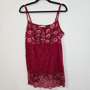 Maurice's Red Lace Trim Cami Layering Tank Top 90's Y2K Preppy Prep